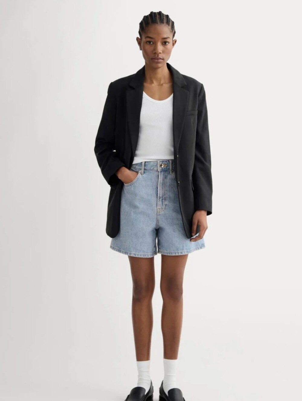 Everlane The A-Line Denim Short In Light Indigo Size 31
